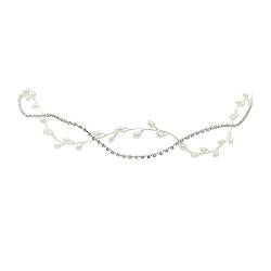 Klassisches silberfarbenes Perlen-Stirnband Make Up Kopfschmuck Hochzeit Haarschmuck Braut Kopfkette von SALFEE