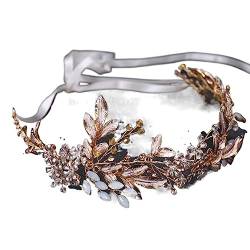 Mode Stirnbänder Vintage Kopfbedeckung Weiße Blätter Blumen Braut Haarband mit Band von SALFEE