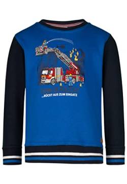 SALT AND PEPPER Jungen Jungen mit Feuerwehr Applikation aus Baumwollmix Sweatshirt, Bright Blue, 128-134 EU von SALT AND PEPPER