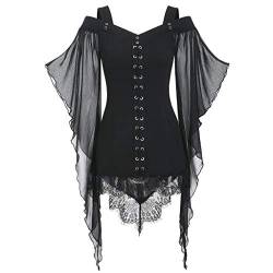 SALUCIA Gothic Kleidung Damen Kleider Mittelalter Vintage Kostüm Punk Karneval Fasching Cosplay Party Minikleid Schnürung Faschingkostüme von SALUCIA