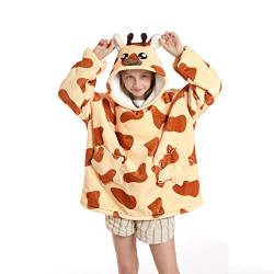 Kapuzen-Sweatshirt, übergroße, warme Fluffle-Decke, riesiger Hoodie und riesige Tasche für Jungen, Mädchen, Einheitsgröße, Giraffe von SALWINGS