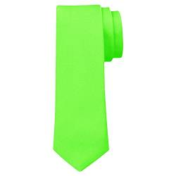 OM3™ TRENDY SKINNY TIE/Modische schmale dünne Krawatte in über 30 Farben Colors Party Business Schlips Handmade Smoking Anzug Unisex, Neongrün, ca.140cm x 4,5cm von SAMBORA