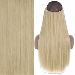 Blonde schwarze gerade synthetische unsichtbare Draht Haarverlängerungen Einteiler gefälschte Haarverlängerung-Z-13,16 Zoll von SAMCRY