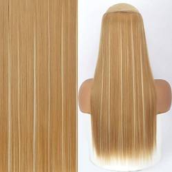 Blonde schwarze gerade synthetische unsichtbare Draht Haarverlängerungen Einteiler gefälschte Haarverlängerung-Z-27h613,22inches von SAMCRY