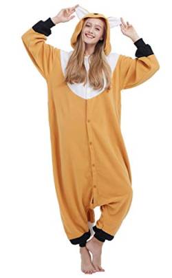 SAMGU Adult Pyjama Cosplay Tier Onesie Body Nachtwäsche Kleid Overall Animal Sleepwear Erwachsene Orange Fuchs L von SAMGU