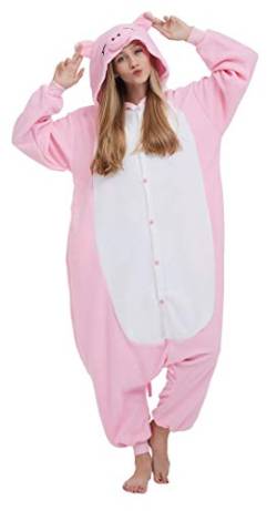 SAMGU Adult Pyjama Cosplay Tier Onesie Body Nachtwäsche Kleid Overall Animal Sleepwear Erwachsene Pig M von SAMGU
