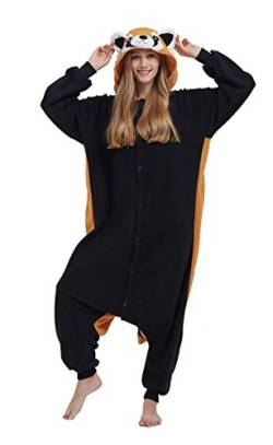 SAMGU Adult Pyjama Cosplay Tier Onesie Body Nachtwäsche Kleid Overall Animal Sleepwear Erwachsene Schwarz + Braun L von SAMGU