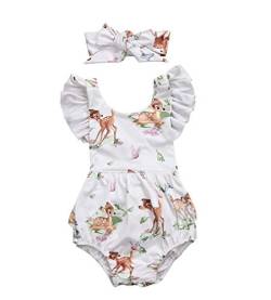 SAMGU Baby Spielanzug Kleinkinder Sommer Schmetterling Stirnband Ärmellose Outfit Sets für 0-18 Monate von SAMGU