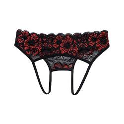 SAMGU Damen Reizvolle Spitze Open Croch Unterwäsche Thongs Schwarz von SAMGU