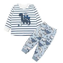 SAMGU Jungen Schlafanzug Dinosaurier Langarm Kurzarm Pyjama Kinder Zweiteilig Pyjama Set Baumwolle Größe 1-8 Jahre für Sommer Frühling Winter Fallen von SAMGU