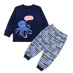 SAMGU Jungen Schlafanzug Dinosaurier Langarm Kurzarm Pyjama Kinder Zweiteilig Pyjama Set Baumwolle Größe 1-8 Jahre für Sommer Frühling Winter Fallen von SAMGU