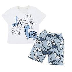 SAMGU Jungen Schlafanzug Dinosaurier Langarm Kurzarm Pyjama Kinder Zweiteilig Pyjama Set Baumwolle Größe 1-8 Jahre für Sommer Frühling Winter Fallen von SAMGU