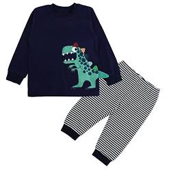 SAMGU Jungen Schlafanzug Dinosaurier Langarm Kurzarm Pyjama Kinder Zweiteilig Pyjama Set Baumwolle Größe 1-8 Jahre für Sommer Frühling Winter Fallen von SAMGU