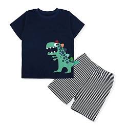 SAMGU Jungen Schlafanzug Dinosaurier Langarm Kurzarm Pyjama Kinder Zweiteilig Pyjama Set Baumwolle Größe 1-8 Jahre für Sommer Frühling Winter Fallen von SAMGU