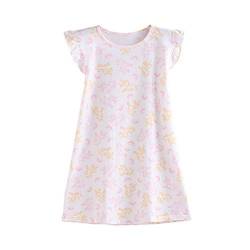 SAMGU Mädchen Nachthemd Rüschen Sleeve Kinder Nightdress Sommer Nachtkleid Rosa fur 3-8 Jahre Prinzessin Nachtwäsche von SAMGU