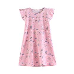 SAMGU Mädchen Nachthemd Rüschen Sleeve Kinder Nightdress Sommer Nachtkleid Rosa fur 3-8 Jahre Prinzessin Nachtwäsche von SAMGU