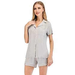 SAMGU Schlafanzug Damen Sommer Pyjama Nachtwäsche Kurzarm Hausanzug Set Sleepshirt Zweiteiliger von SAMGU