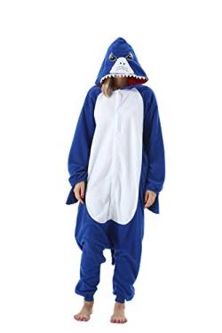 SAMGU Tier Onesie Pyjama Cosplay Kostüme Schlafanzug Erwachsene Unisex Animal Tieroutfit tierkostüme Jumpsuit Hai(Größe L) von SAMGU