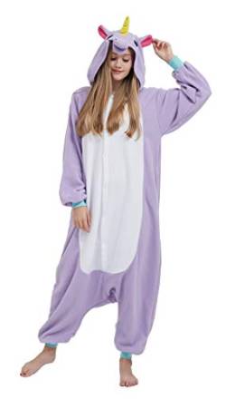 SAMGU Tier Onesie Pyjama Cosplay Kostüme Schlafanzug Erwachsene Unisex Animal Tieroutfit tierkostüme Jumpsuit Lila M von SAMGU