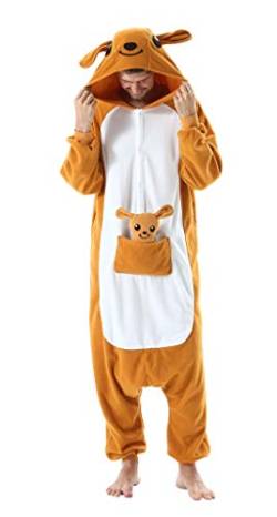 SAMGU Tier Onesie Pyjama Cosplay Kostüme Schlafanzug Erwachsene Unisex Animal Tieroutfit tierkostüme Jumpsuit Orange Känguru L von SAMGU