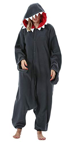 SAMGU Tier Onesie Pyjama Cosplay Kostüme Schlafanzug Erwachsene Unisex Animal Tieroutfit tierkostüme Jumpsuit Schwarzer Hai L von SAMGU