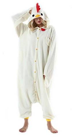 SAMGU Tier Onesie Pyjama Cosplay Kostüme Schlafanzug Erwachsene Unisex Animal Tieroutfit tierkostüme Jumpsuit Weißer Schwanz L von SAMGU