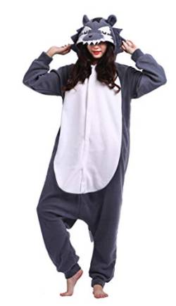 SAMGU Tier Onesie Pyjama Cosplay Kostüme Schlafanzug Erwachsene Unisex Animal Tieroutfit tierkostüme Jumpsuit Wolf M von SAMGU