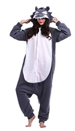 SAMGU Tier Onesie Pyjama Cosplay Kostüme Schlafanzug Erwachsene Unisex Animal Tieroutfit tierkostüme Jumpsuit Wolf S von SAMGU