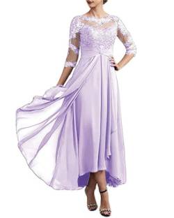 SAMHO Damen 3/4 Ärmel Mutter der Braut Kleider Spitze Chiffon Formelles Kleid Abend Party Kleid für Hochzeit, Flieder, 38 von SAMHO