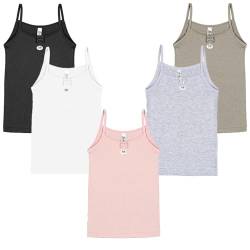 SAMILY Unterhemden Mädchen Baumwolle 5er Pack Spaghettiträger Tanktop Unterwäsche Gr. 98/104, 3-4 Jahre von SAMILY