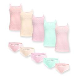 SAMILY Unterhemden Unterhosen Mädchen Set 10er Pack 100% Baumwolle Unterwäsche Tanktop Boxershorts Slips Spaghettiträger Gr. 110/116 5-6 Jahre von SAMILY