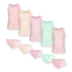 SAMILY Unterhemden Unterhosen Mädchen Set 10er Pack 100% Baumwolle Unterwäsche Tanktop Boxershorts Slips Spaghettiträger Gr. 110/116 5-6 Jahre von SAMILY