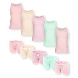 SAMILY Unterhemden Unterhosen Mädchen Set 10er Pack 100% Baumwolle Unterwäsche Tanktop Boxershorts Slips Spaghettiträger Gr. 122/128 7-8 Jahre von SAMILY