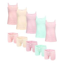 SAMILY Unterhemden Unterhosen Mädchen Set 10er Pack 100% Baumwolle Unterwäsche Tanktop Boxershorts Slips Spaghettiträger Gr. 134/140 9-10 Jahre von SAMILY