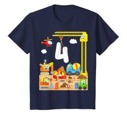 Kinder Bagger 4 Jahre Junge Baufahrzeuge Bauarbeiter Geburtstag T-Shirt von SAMMODA Kids