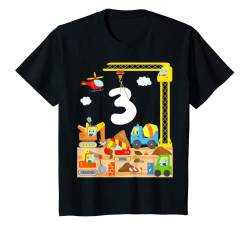 Kinder Geburtstag 3 Jahre Baufahrzeuge Autos Baustelle Bagger Junge T-Shirt von SAMMODA Kids