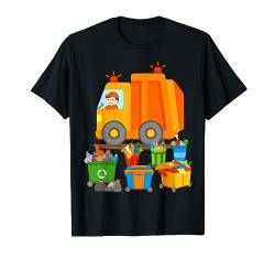 Müllmann mit Müllauto und Mülltonnen Müllwagen Müll Fahrzeug T-Shirt von SAMMODA Kids