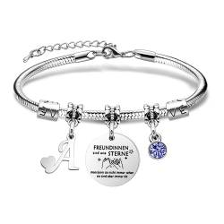 SAMORION Freundschaft Armbänder Anfangsbuchstaben Armbänder Geschenk für Frauen Beste Freunde Königsblau Kristall Zarten Schmuck für Sie (A) von SAMORION