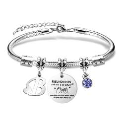 SAMORION Freundschaft Armbänder Anfangsbuchstaben Armbänder Geschenk für Frauen Beste Freunde Königsblau Kristall Zarten Schmuck für Sie (B) von SAMORION