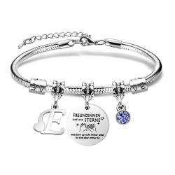 SAMORION Freundschaft Armbänder Anfangsbuchstaben Armbänder Geschenk für Frauen Beste Freunde Königsblau Kristall Zarten Schmuck für Sie (E) von SAMORION