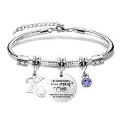 SAMORION Freundschaft Armbänder Anfangsbuchstaben Armbänder Geschenk für Frauen Beste Freunde Königsblau Kristall Zarten Schmuck für Sie (K) von SAMORION