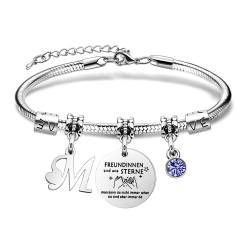 SAMORION Freundschaft Armbänder Anfangsbuchstaben Armbänder Geschenk für Frauen Beste Freunde Königsblau Kristall Zarten Schmuck für Sie (M) von SAMORION