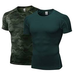 Herren Bodybuilding T - Shirt Slim Quick Dry Compression Shirt Short Sleeve Running Baselayer Top von SANANG