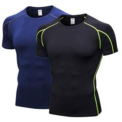 Herren Bodybuilding T - Shirt Slim Quick Dry Compression Shirt Short Sleeve Running Baselayer Top von SANANG