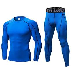 SANANG Herren Kompression Trainingsanzug Fitness Tight Quick Dry Running Set T-Shirt Legging Sportswear Gym Sport Suit von SANANG