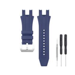 SANDEIN 26 mm Uhrenarmband, kompatibel mit Invicta, weiches Silikon-Gummi-Ersatzarmband für Invicta 24276 Uhrenarmbänder (Blau + silberfarbene Schnalle) von SANDEIN