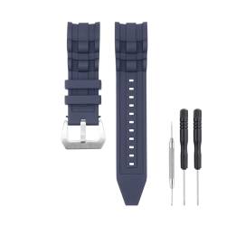 SANDEIN 26 mm Uhrenarmband, kompatibel mit Invicta, weiches Silikon-Gummi-Ersatzarmband für Invicta Pro Diver Uhrenarmbänder (Blau + silberfarbene Schnalle) von SANDEIN
