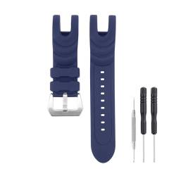SANDEIN 26 mm Uhrenarmband, kompatibel mit Invicta, weiches Silikon-Gummi-Ersatzarmband für Invicta Reserve Collection Venom Uhrenarmbänder (Blau + silberfarbene Schnalle) von SANDEIN