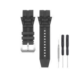 SANDEIN 26 mm Uhrenarmband, kompatibel mit Invicta, weiches Silikon-Gummi-Ersatzarmband für Invicta Reserve Jason Taylor Bolt Zeus Uhrenarmbänder (schwarz + silberfarbene Schnalle) von SANDEIN