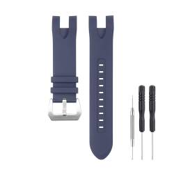 SANDEIN 26 mm Uhrenarmband, kompatibel mit Invicta, weiches Silikon-Gummi-Ersatzarmband für Invicta Venom Uhrenarmbänder (Blau + silberfarbene Schnalle) von SANDEIN
